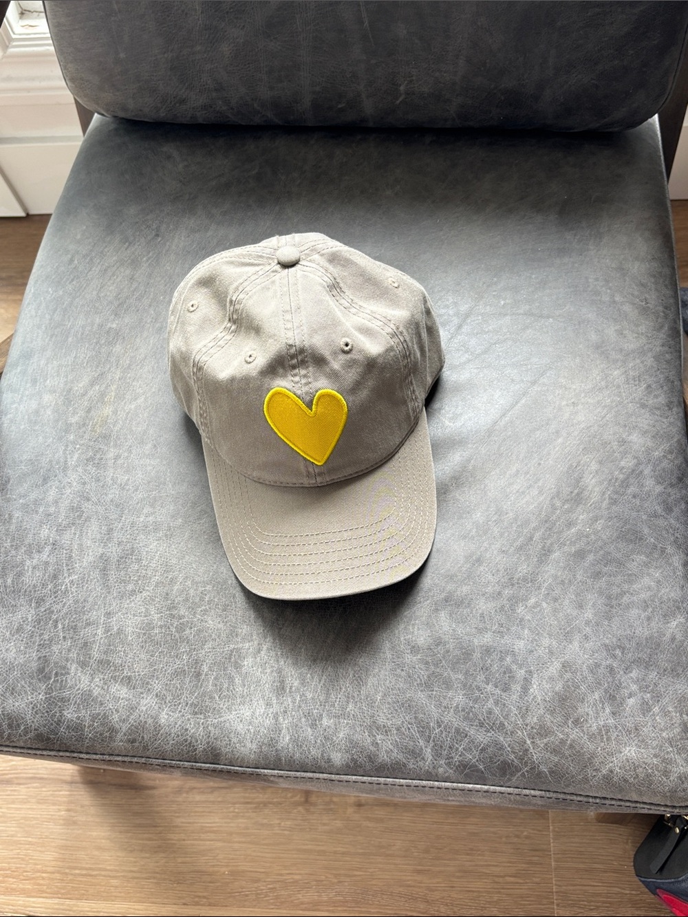 Women’s Gray Baseball Cap with Yellow Heart Patch
